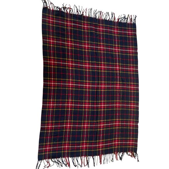Pendleton 100% Virgin Wool Tartan Plaid Throw Blanket Navy Red Yellow USA - Picture 12 of 16